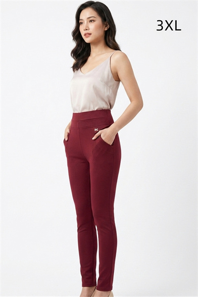 TH9108-3XL-F กางเกงสีแดงเลือดหมู  เอว 27 ยืดได้ถึง 35 นิ้ว ขายาว 35 นิ้ว