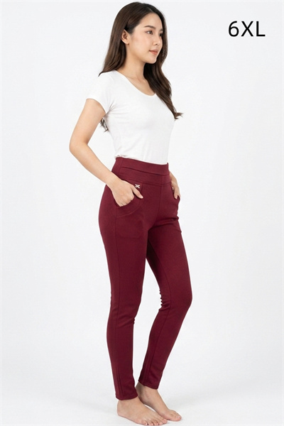 9108-6XL-F กางเกงสีแดงเลือดหมู เอว 30 ยืดได้ถึง 38 นิ้ว ขายาว 37 นิ้ว