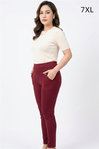 9108-7XL-F กางเกงสีแดง เอว32 ยืดได้ถึง 40 นิ้ว ขายาว 37 นิ้ว