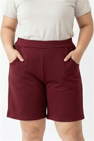 TK5188-5XL-E กางเกงสีแดง รอบเอวก่อนยืด 29 นิ้ว - ยืดสุด 44 นิ้ว ความยาว 19 นิ้ว