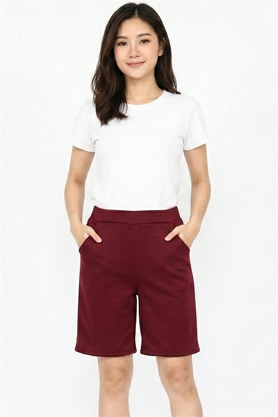 TK5188-5XL-E กางเกงสีแดง รอบเอวก่อนยืด 29 นิ้ว - ยืดสุด 44 นิ้ว ความยาว 19 นิ้ว