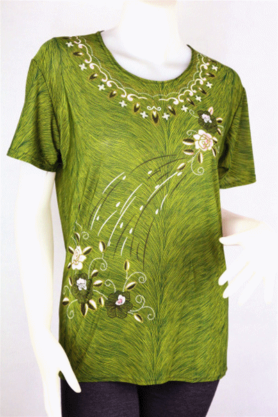 FH02A เสื้อผ้าพิมพ์ลายดอกไม้ รอบอก 40 นิ้ว ความยาว 24 นิ้ว ขายคละสีค่ะ